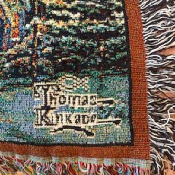 NWT Thomas Kinkade Painter of Light Tapestry Throw Blanket 1958-2012 60” x 50” - Picture 8 of 12